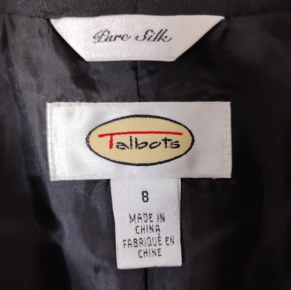 Talbots 100% Pure Silk Black Blazer Jacket Size 8 - Picture 5 of 7
